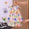 Vestido de Alcinha Floral de Algodão para Meninas Verão 2026 Respirável Absorvente de Suor Vestido Pai-Filho Conjunto de Duas Peças Classe A Amigo da Pele