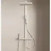 Juego de ducha de fábrica de Guangdong en oro cepillado con temperatura constante, pantalla digital de teclas de piano, disponible en acabados blanco, gunmetal y cobre