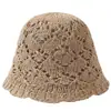 Sombrero de pescador de punto hueco estilo coreano para mujer, transpirable y adelgazante, adecuado para primavera y verano, protector solar, sombrero tipo cubo versátil estilo japonés