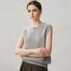 Colete de tricô multicamadas sem mangas espesso para outono e inverno para mulheres, gola redonda com bordas franjadas, estilo solto e casual, colete de cashmere