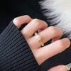Simples Retro Flor Incrustada de Diamante Zircon Anel Aberto Elegante High-end Sense Acessórios Distintivo All-match Niche Ring para Mulheres