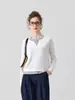 [Contém Seda de Amora] Moda Casual Elegante para o Trabalho de Inverno 2026 Pulôver Falso de Duas Peças Top de Manga Longa Tricô Feminino