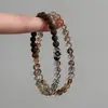 Pulsera de Piedra Uva Verde Natural y Madera de Águila, Pulsera de Cristal Versátil Estilo Fresco y Vintage, Regalo para Novia
