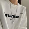 Pingente Hip Hop de Aço Titânio Emocionante Anel Redondo de Marca Colar Feminino ins Estilo Igual ao de Wang Yibo Corrente com Senso de Design de Nicho