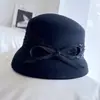 Estilo Celebidade Tampa de Lâmpada de Rede Chapéu Feminino Outono e Inverno Chapéu de Feltro de Lã Australiana Chapéu com Laço de Seda e Cânhamo Chapéu Fashion Tendência