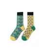 Calcetines de Moda Originales Asimétricos Estilo AB para Mujer Calcetines de Algodón de Verano Zhejiang Arte de Dibujos Animados Personalizado Calcetines de Algodón de Tubo Medio para Hombres y Mujeres