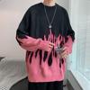 Tricô Jacquard Chama Hip-Hop Masculino Estilo Hong Kong Ins Marca Tendência Estilo Preguiçoso Suéter para Casal Outono e Inverno Tricô Largo Top
