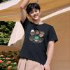Black Ice Silk bonito emagrecimento Hong Kong estilo estampado moda all-match casual manga curta camiseta para homens e mulheres
