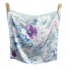 Pañuelo Estampado de Seda Sintética Estilo Coreano, Pañuelo Cuadrado Pequeño, Chal de Alta Gama, Pañuelo para la Cabeza para Proteger del Sol, Pañuelo para el Cuello, Bufanda para Mujer