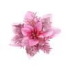Flores de decoração de Natal, acessórios de guirlanda de flores vermelhas, decorações penduradas para festas, cipó de decoração para árvore, flores de Natal com glitter dourado
