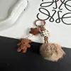 Chaveiro Bola de Pelo de Urso Flocado Fofo DIY Artesanal Moda Pingente de Bolsa Decoração de Chaveiro