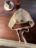 Estilo coreano ins tecido à mão tampa de turbante oco verão triângulo cachecol cocar boné de malha crochê lã boné