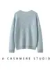Suéter de Cachemira para Mujer Estilo Casual, Cuello Redondo, Patrón Jacquard Hueco, Suéter de Punto de Manga Larga, Corte Holgado, Cálido para Otoño e Invierno