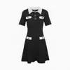 Nuevo Estilo Otoño Temprano 2026 de Sp, Vestido de Punto con Cuello Polo Suave y Femenino para Mujer, Vestido de Cola de Pez Adelgazante que Ceñe la Cintura