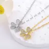 Collar de Acero de Titanio Trébol de la Suerte Estilo Coreano para Mujer Sin Color Moda Versátil Sentido de Diseño Nicho Collar Elegante para Clavícula