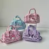 Bolsa Pequena Fofa, Cabo de Dados, Cabo de Carregamento, Fones de Ouvido, Porta-Moedas, Chaveiro da Kuromi Sanrio, Bolsa Pequena com Zíper