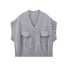 Estilo europeo y americano 2024 otoño e invierno nueva moda casual versátil temperamento cuello en V suéter sin mangas dulce top sencillo