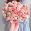 Manta de Peluche con Gradiente de Rosas Paquete de Materiales DIY Tejida a Mano Manta de Ramo Regalo