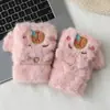 Lindos Guantes de Felpa Kapibara de Medio Dedo abatibles para Mujer en Otoño e Invierno, Forrados de Felpa y Engrosados para Ciclismo y Mantener Calientes a los Estudiantes para Escribir