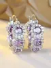 Pendientes de Aro de Lujo Europeos y Americanos de Alta Resistencia Completamente Incrustados con Circonita de Diamante, Lujo Accesible, Exquisitos, Modernos y de Gama Alta para Vestir