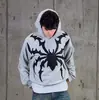 Moletom com capuz e estampa de aranha da moda de rua americana, moletom solto personalizado da moda para homens e mulheres, atacado