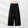 Pantalones de traje de mujer de pierna ancha de cintura alta estilo Old Money, Nueva Colección Otoño 2026, Pantalones curvos de corte holgado, Pantalones casuales de pierna recta