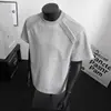 Camiseta de Manga Corta Pesada con Tejido de Capa de Aire, Hombro Normal, Puntada de Canalé, Estilo High Street, Fresca y Elegante, Camiseta de Manga Corta para Hombre Estilo Ins