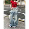 Jeans Azul Largo de Verão Fino Estilo Americano Retrô Resistente para Mulheres, Calça Nova Reta com Barra até o Chão