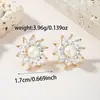 Pendientes de Pétalo de Cobre con Circonita y Perla Estilo Europeo y Americano Pendientes de Lujo Ligero Chapados en Oro Joyería Popular Transfronteriza Venta al por Mayor Personalizada