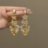Pendientes largos con borlas y perlas de circón, estilo corte francés, elegantes pendientes retro de alta gama que combinan con todo, venta al por mayor
