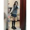 Traje de Dos Piezas Camisa Dulce Japonesa con Corbata Chaleco Suéter Gris Trenzado Prendas de Punto para Estudiante Femenina