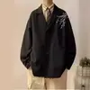 Jaqueta de Terno Bordada Estilo Chinês Novo Silhouette Masculina Primavera e Outono Nova Sensação de Alto Padrão Elegante Bonito Casual Terno Superior