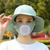 Chapéu de Sol Novo Estilo, Chapéu de Pescador, Chapéu com Máscara Integrada, Chapéu de Sol Versátil com Proteção UV para o Verão, Proteção Solar e Cobertura Facial