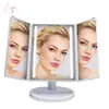 Espelho de mesa LED com toque, espelho de beleza triplo, espelho com luz para maquiagem, luz de maquiagem USB, espelho com luz regulável, atacado
