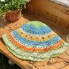 Sombrero de Paja Calado Arcoíris de Dopamina para Mujer Verano Nuevo Vacaciones Junto al Mar Sombrero Parasol Protector Solar Cabeza Grande Wai Sombrero de Pescador