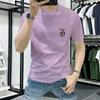 Lan Sheng Yi Camiseta de Manga Curta Masculina Gola Redonda Moda Verão 2025 Estampada Slim Fit Meia Manga Roupas Camiseta Masculina de Qualidade