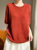 Nueva Llegada Primavera y Verano Suéter de Cachemira de Cuello Redondo para Mujer Manga Corta Blusa de Seda de Morera Suelta Combinable Top Básico de Punto