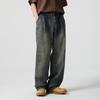 Jeans de gama alta para otoño e invierno, vintage lavado, teñido en barro amarillo, para hombre, holgados, nuevos de 2024, pantalones rectos, marca de moda, pantalones de pierna ancha