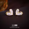 Pendientes de Corazón de Circonita de Aguja Plateada, Pendientes Irregulares con Forma de Corazón Simples y Dulces, Pendientes de Diseño Brillantes y Exquisitos de Moda