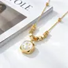 Lele Jewelry Celebridade da Internet Novo Colar Branco com Rosto Sorridente de Concha para Mulheres, Joia de Aço Titânio Versátil Simples de Luxo Leve de Nicho
