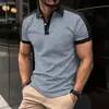 2023 transfronterizo europeo y americano AliExpress nuevo para hombre casual de negocios cuello de polo de manga corta raglán