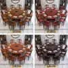 Novo conjunto de mesa e cadeiras de jantar em madeira maciça estilo chinês, mesa redonda para jantar em casa, com prato giratório e fogão de indução, mesa redonda para restaurante.