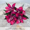 Ramo de Flores Artificiales con 7 Cabezas de Lirios para Decoración de Boda, Arreglo Floral Artificial, Decoración de Flores de Plástico para Salón de Bodas