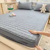Lençóis de Algodão Puro Ajustáveis no Atacado da Fábrica de Origem, Colchas Acolchoadas de Algodão Espessado, Protetores de Colchão Antiderrapantes e Resistentes à Sujeira, Dropshipping