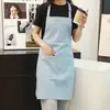 Avental Jeans de Gola Alta para Comércio Exterior Transfronteiriço para Trabalho Escritório Cozinha Casa Cor Lisa Lona Resistente à Sujeira Roupa de Trabalho Pode Imprimir Texto