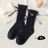 Calcetines de media para niña primavera y otoño calcetines hasta la rodilla con lazo de encaje para niños princesa elegantes versátiles calcetines de algodón al por mayor