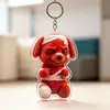 Adorno Colgante de Dedo Medio Maligno, Llavero Acrílico de Perro Rojo Pequeño Herido, Colgante Divertido para Mochilas de Estudiantes