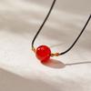 Collar y Pulsera de Frijol de Acacia y Ágata Roja para Hombres y Mujeres Pareja Cuerda Tejida a Mano con Cuentas Redondas Clavícula