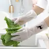 Luvas de Lavar Louça Transparentes Brancas para Uso Doméstico na Cozinha, Impermeáveis e Duráveis, Luvas de Borracha para Lavanderia, Limpas, Resistentes ao Desgaste e Não Fáceis de Quebrar