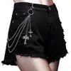 Tendencia de Halloween Transfronteriza Europea y Americana Punk Calavera Cruzada Decoración Metálica Multicapa Cadena para Pantalones Accesorios de Moda